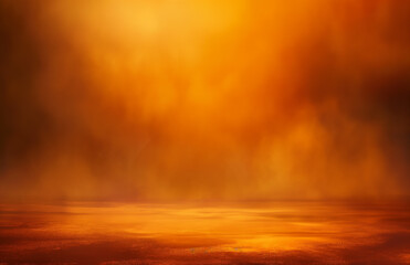 Wall Mural - Abstract orange background with blurred brown and yellow fog, studio room for product presentation in the style of vector style