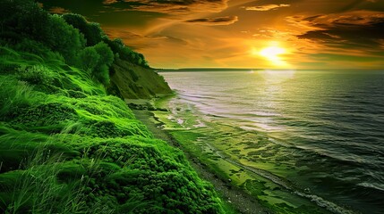 Wall Mural - Beach_Sunset_Green_Forest_Ant_lphone_wallpaper