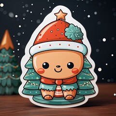 Wall Mural - Colorful and Cheerful Festive Sticker Celebrating the Magic of Christmas