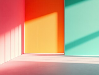 Wall Mural - Colorful Room with Sunlight and Shadows.