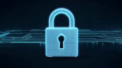 Poster - A digital padlock is displayed against a high-tech background, embodying the concepts of online security, data protection, and encryption in a digital environment.