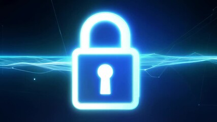 Leinwandbilder - A digital representation of a lock symbol with a keyhole, set against an abstract blue background, illustrating concepts of online security, data protection, and privacy.