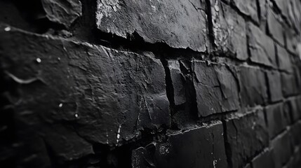 Black and White Close-Up of a Weathered Brick Wall