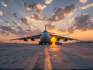 transport plane on the runway under loading. neural network ai generated art