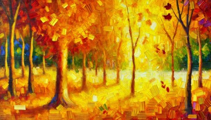 Wall Mural - Sunlight Through Autumn Trees