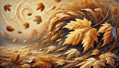 Wall Mural - Surreal Autumn Leaves in Wind