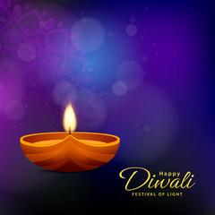 Wall Mural - Happy diwali greeting background. Indian festival of Lights design with diya lamp. Vector illustration