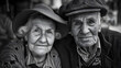 © Dmytro - Portrait of a couple of two old people of retirement age. AI Generated