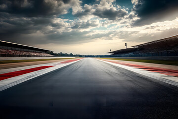 Wall Mural - Deserted motor sport asphalt race track, empty of any cars