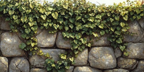 Wall Mural - creeping ivy on a stone wall