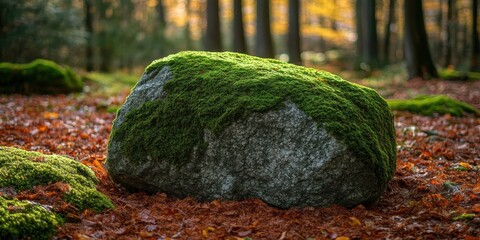 Wall Mural - moss-covered stone in a forest