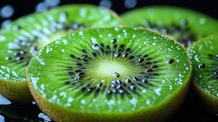 Sticker - Close-up of Fresh Green Kiwi Slices