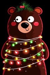 Sticker - Christmas Bear with Lights