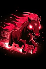 Sticker - Red Horse Running With Motion Lines