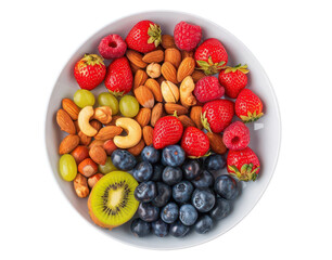 Colorful fruits and nuts in a bowl