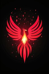 Wall Mural - Red Phoenix Rising From Ashes