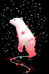 Canvas Print - Polar Bear Christmas Lights