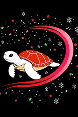 Sticker - Sea Turtle in a Festive Winter Wonderland