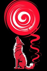 Canvas Print - Red Wolf Howling at the Moon