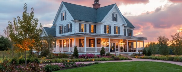 Wall Mural - a historic farmhouse converted into a bed and breakfast with james hardie siding, preserving its ori