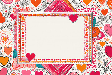 frame with flowers and hearts