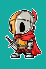 Sticker - Cartoon Knight with Sword and Cape