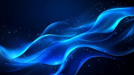 Wall Mural - Abstract glowing wave lines on a dark blue background, featuring a dynamic wave pattern. 