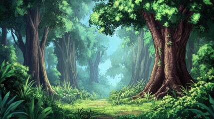 Canvas Print - Enchanted Forest Path - A Digital Illustration