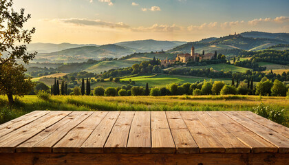 Wall Mural - Vue panoramique sur la campagne italienne au coucher du soleil