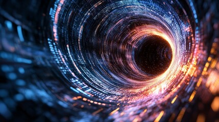 Wall Mural - A vortex background swirling with future information such as computers, documents, books, science, math, and social media, spiraling out of control