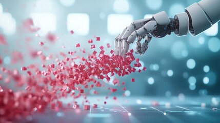 A robotic arm interacting with a data visualization, showcasing the application of AI in automating data analysis tasks.