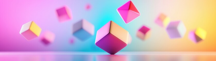 Poster - Abstract Colorful Cubes Background.