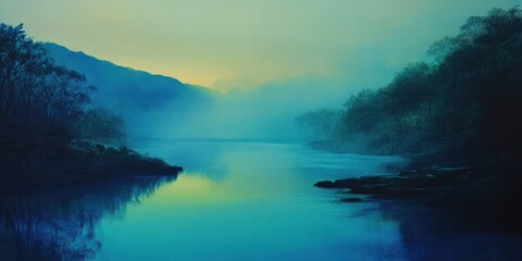 Wall Mural - sacred river at dawn 