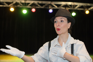 portrait of female mime acting