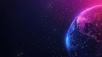 Wall Mural - abstract tech background with global network and digital connection. digital data globe. global netw