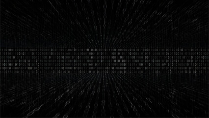 Vector matrix background. Stream of binary code on screen. Data and technology, decryption and encryption, computer matrix background numbers 1,0. Coding or Hacker concept. Vector illustration