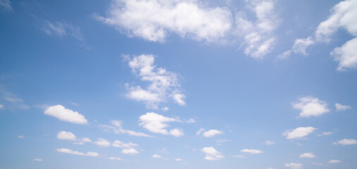Wall Mural - Full frame Blue sky with cloud Good weather Bottom capture shot over horizontal