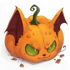 Sticker - Spooky Pumpkin with Bat Wings