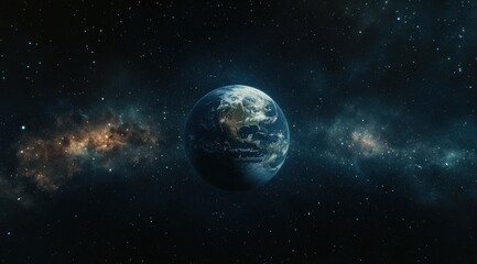 Wall Mural - planet earth is floating in space with a lot of stars around it. the planet is surrounded by a lot o