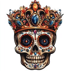 Canvas Print - Sugar Skull King with Crown