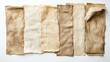 © MakoPoko - Collection of vintage parchment papers isolated against a pure white background with rich texture and old-world charm