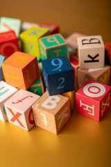 A colorful jumble of letter blocks Learning time