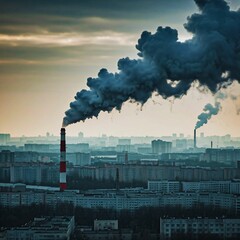 Air pollution in area of industry factory