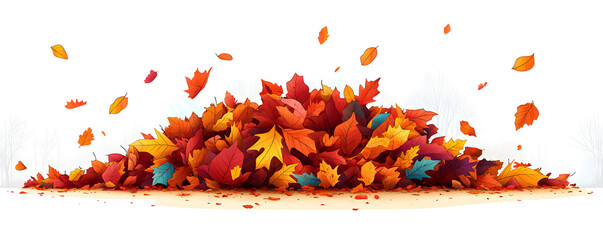 Wall Mural - A pile of colorful autumn leaves in a park. Vector flat minimalistic isolated illustration.