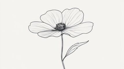 Sticker - Elegant Monochrome Floral Illustration