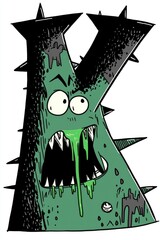 Canvas Print - Angry Green Monster Illustration