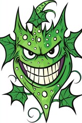 Canvas Print - Evil Green Plant Monster Cartoon Character