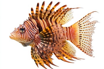 Exotic Lionfish Specimen Against Bright White Background