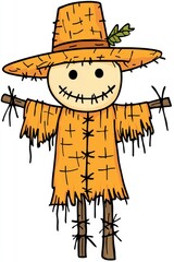 Sticker - Friendly Scarecrow Cartoon Illustration