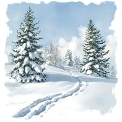 Canvas Print - Snowy Forest Path.